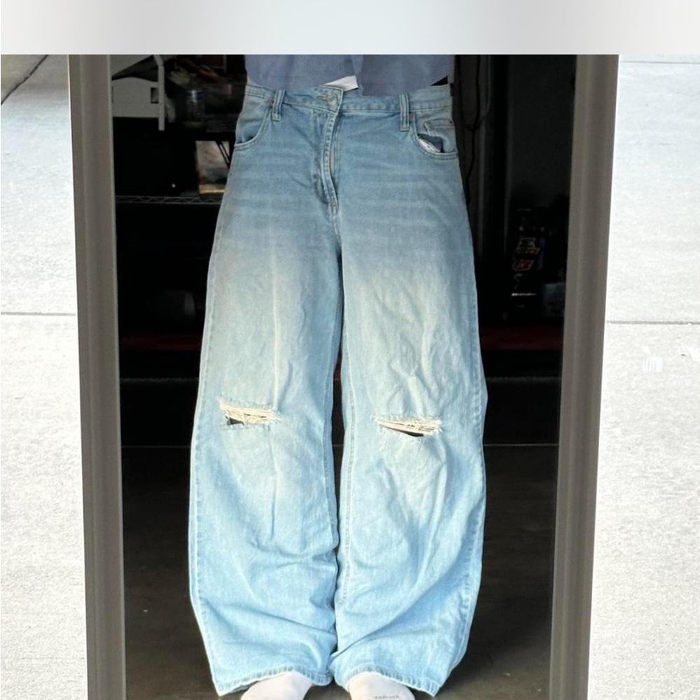 Light Blue baggy Distressed Jeans